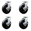 Service Caster 6 Inch Phenolic Swivel Caster Set with Ball Bearings and Brakes SCC SCC-20S620-PHB-TLB-4